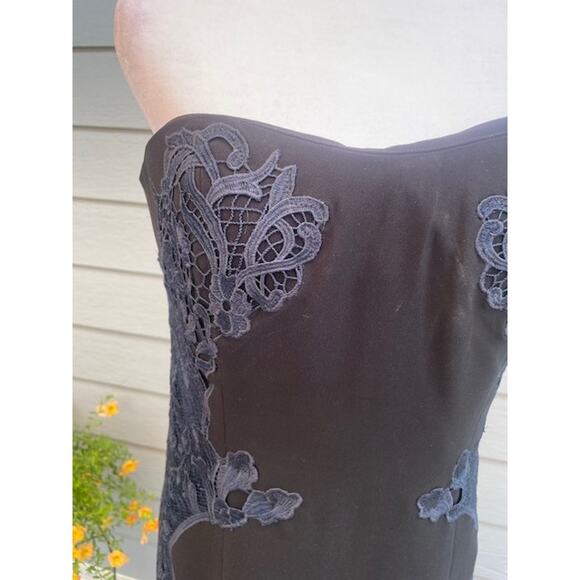 Diane Von Furstenberg Size 14 Strapless Corset Evening Cocktail Dress Black - Picture 2 of 9